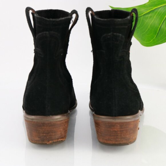 Lucky Brand Womens Terra Boot Size 9.5 Black Suede Block Heel Western Bootie - Picture 6 of 11